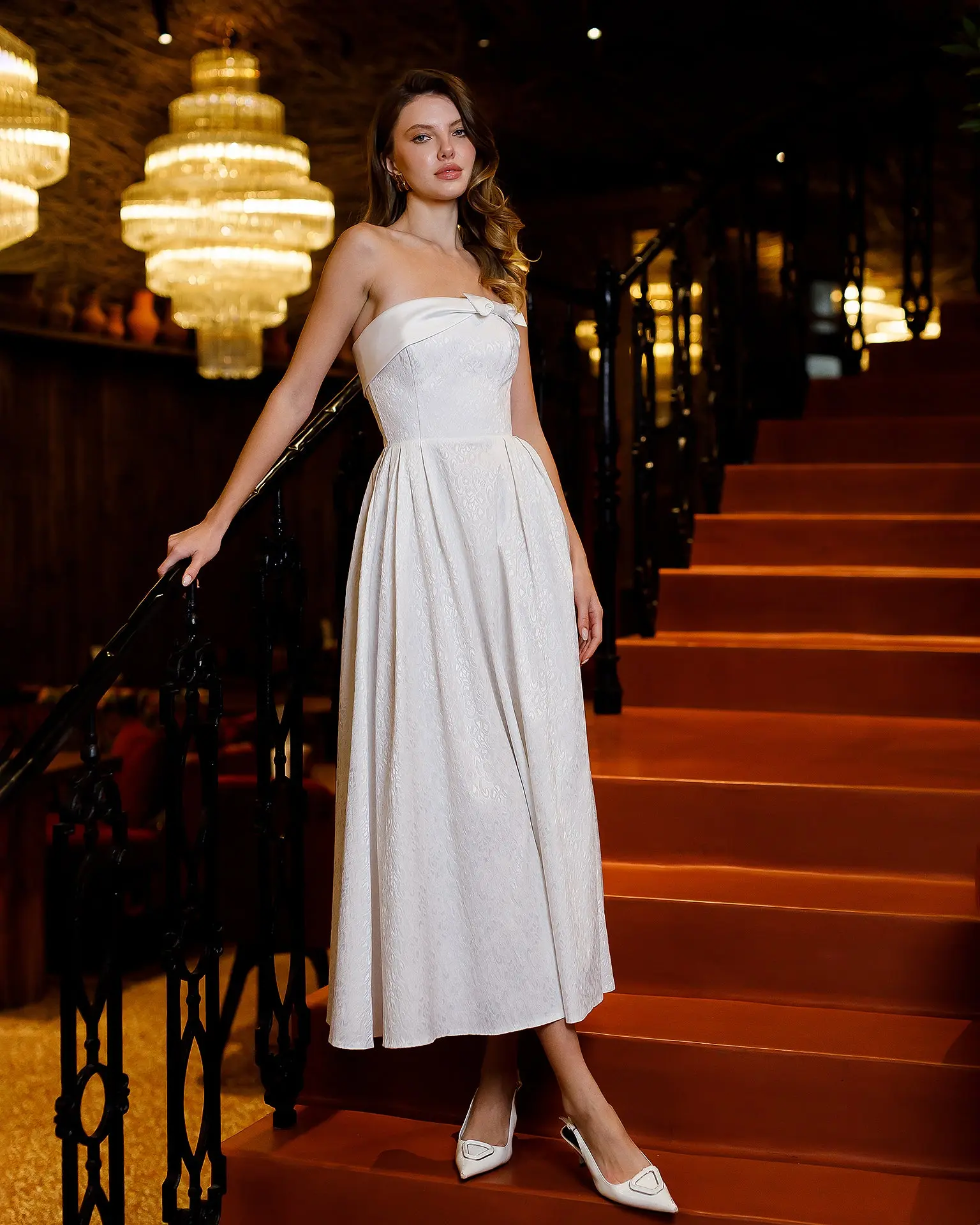 Selena White Strapless Bow-Detail Midi Dress - TikTok Shop Selena White Strapless Bow-Detail Midi Dress - TikTok Shop