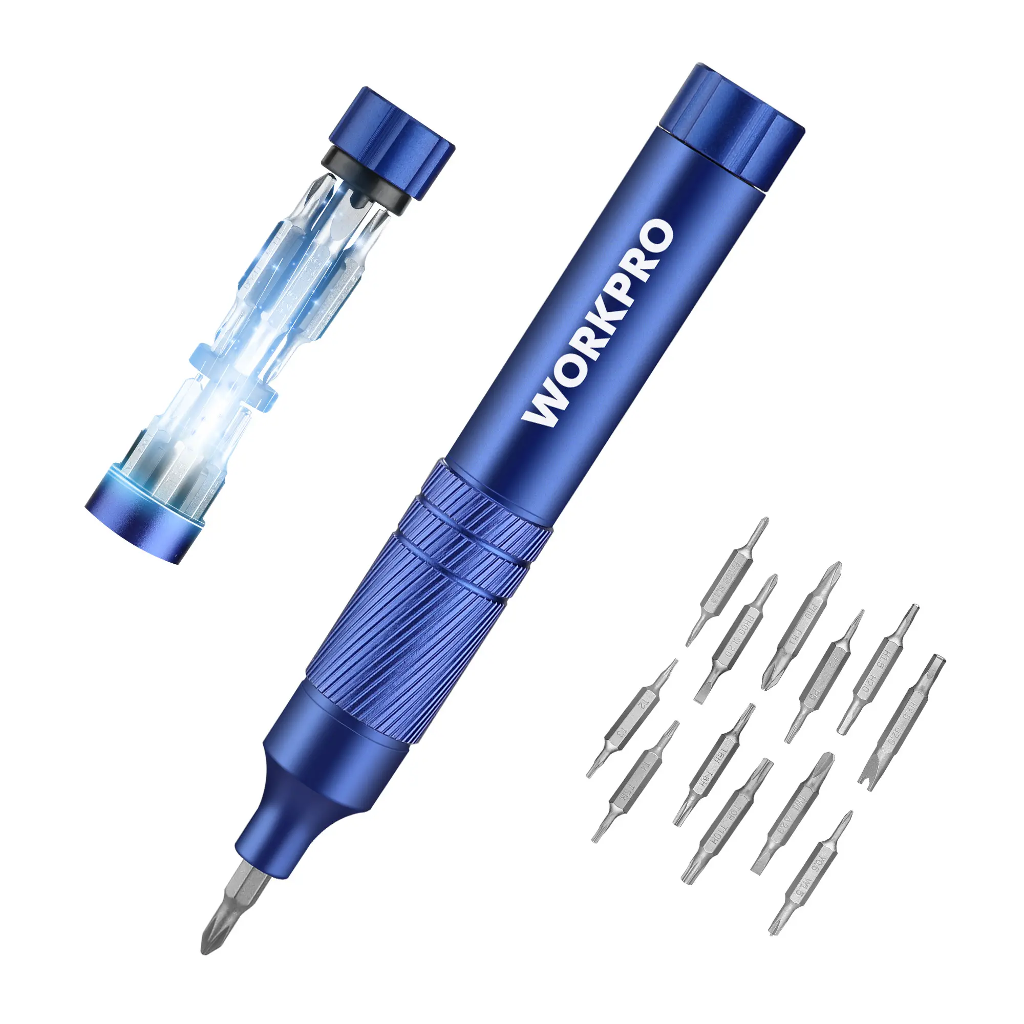#backtoschool WORKPRO 24-in-1 Precision Screwdriver Sets, Pen Style Manual Screwdriver, 24 counts Tough S2 Steel Small Screwdriver Bits, Ideal for Eyeglass, Watch, Laptop, Phone, Jewelry and Electronic, Blue