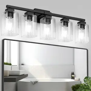 3/5 Lights Bathroom Light Fixtures, Modern Nickel Bathroom Vanity Light, Bathroom Lighting Fixtures Over Mirror, Matte Nickel Bathrom Wall Lamp, Wall Lights for Living Room Bedroom Hallway