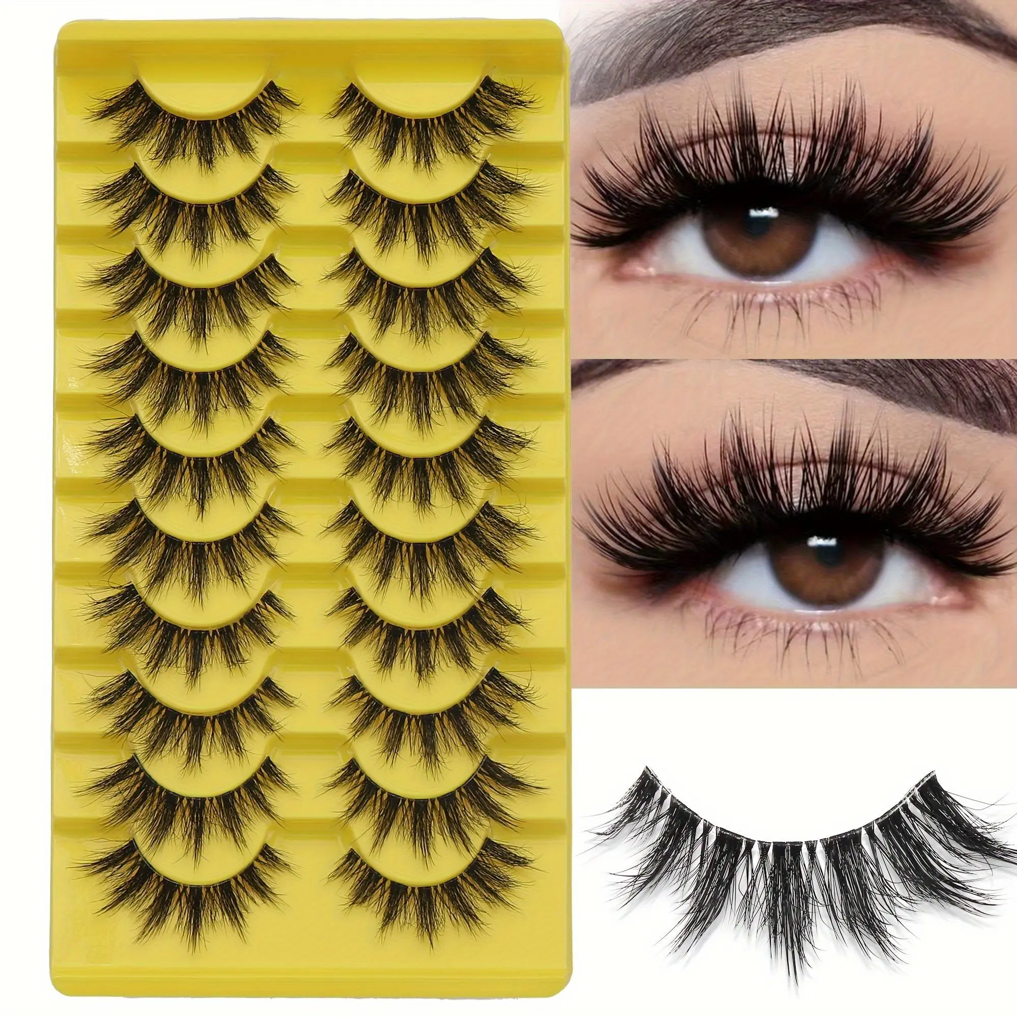DIY Luxury Faux Mink Eyelashes, Synthetic Lashes, Thick Natural Look with Dramatic Cat Eye Style, Reusable for Beginners, Various Lengths 6-15mm High Quality Eyelashes, Fluffy Eyelashes