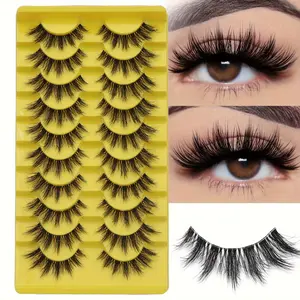 DIY Luxury Faux Mink Eyelashes, Thick Natural Look with Dramatic Cat Eye Style, Reusable for Beginners, Various Lengths 6-15mm High Quality Eyelashes, Fluffy Eyelashes