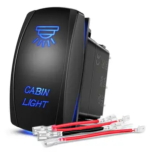 Nilight 5-Pin SPST Rocker Light Switch, LED Bar/Cabin Light/Laser On-Off Switch with Jumper Wires Set, 20A/12V 10A/24V Blue for Cars, Trucks