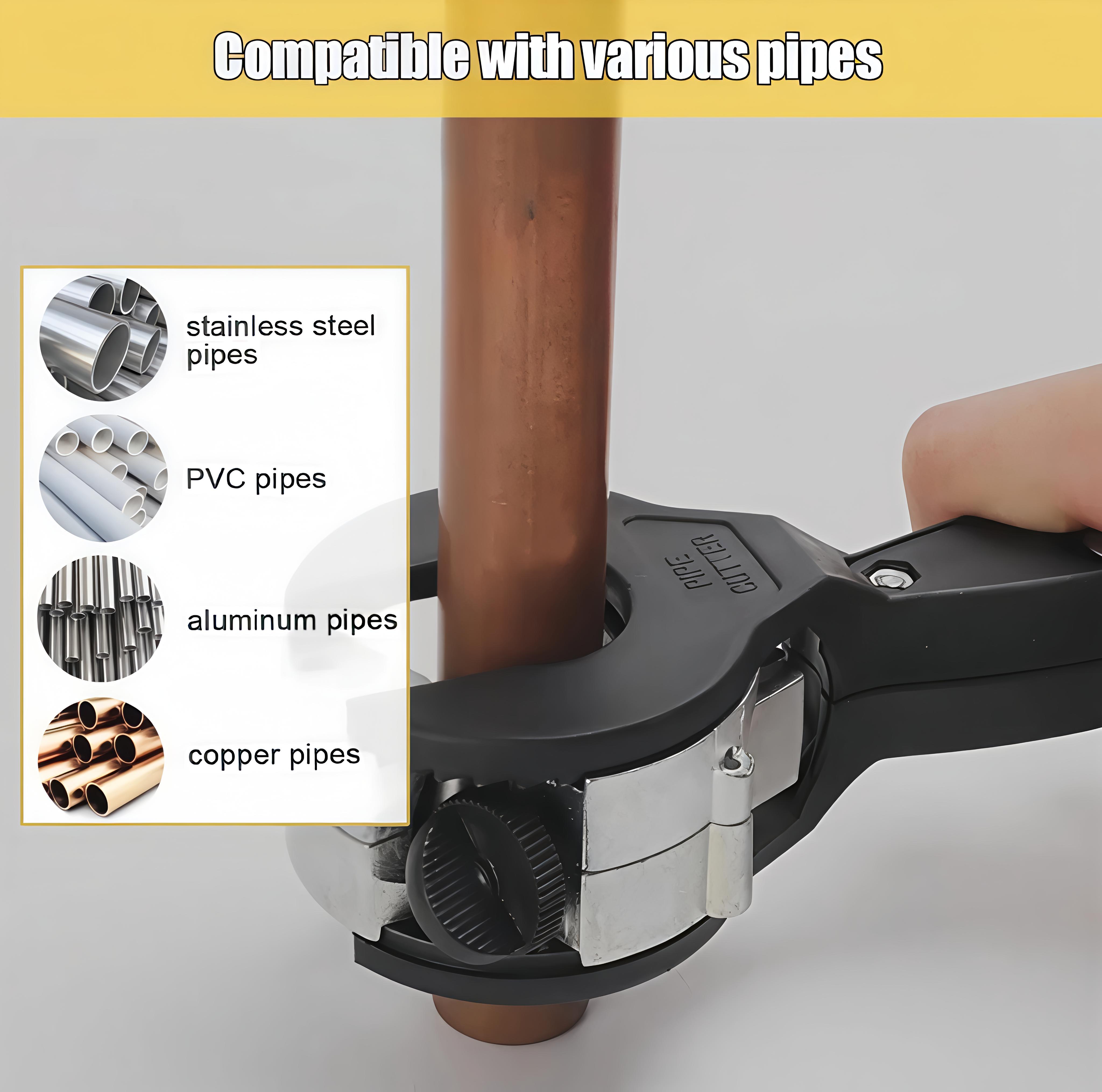 Ratchet Pipe Cutter - Canlaten·U Adjustable Ratchet Pipe Cutter, suitable for 5/16“ to 1-1/8” pipes, HVAC repair tool, copper pipe cutter, 2-in-1 pipe cutter, one-handed quick-cut tool, suitable for PVC and soft metals, household use (black)