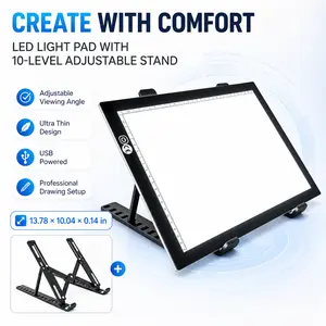 LED Tracing Light Pad with 10-Level Adjustable Stand, USB-Power Writing Tool for Diamond Painting, Sketching – Office & Art Supply for Drawing Boards