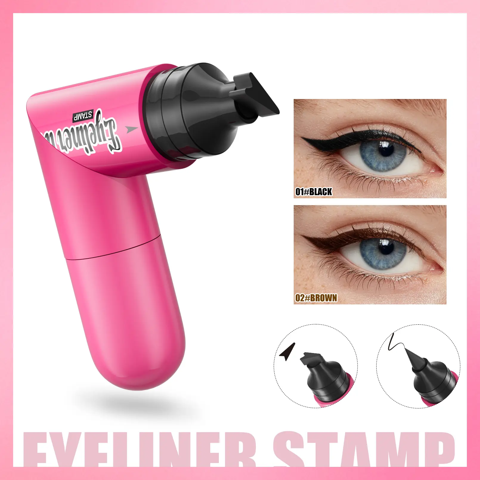Winged Eyeliner Stamp Pen, 2-in-1 Cat Eye Eyeliner Tool with Liquid Liner, Waterproof Smudge Proof Makeup for Beginners