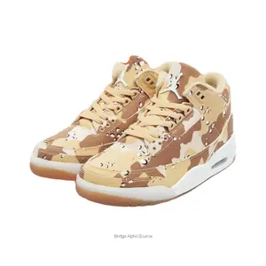 Desert Camo Canvas Mid-Top Sneakers with White Midsole and Translucent Outsole