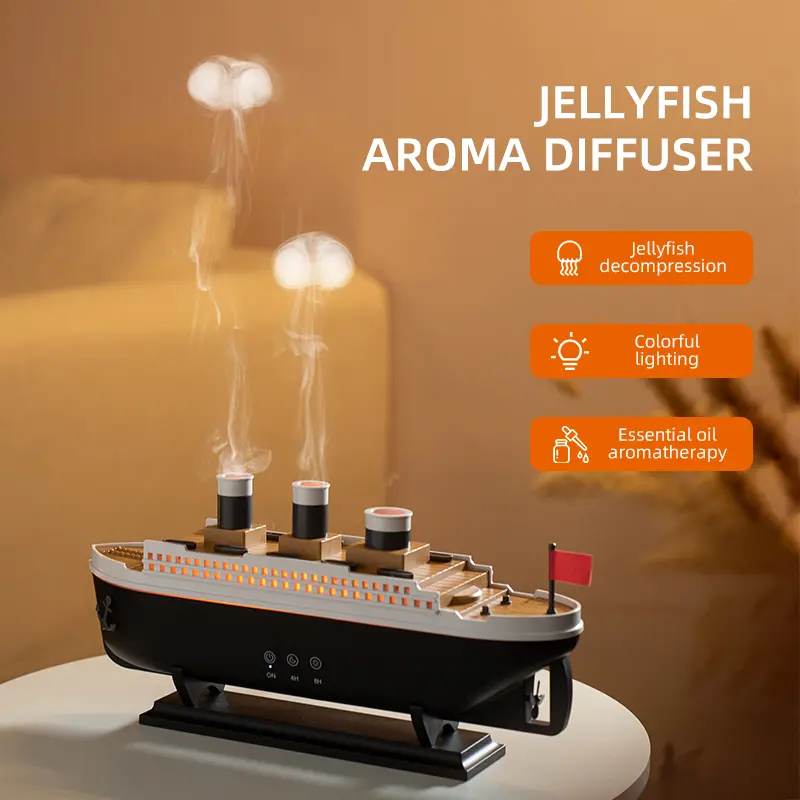 Jellyfish Decompression Simulation Aromatherapy Machine - Home Desktop Essential Oil Diffuser with Volcano Spray, Quiet Operation, Humidifier Functions