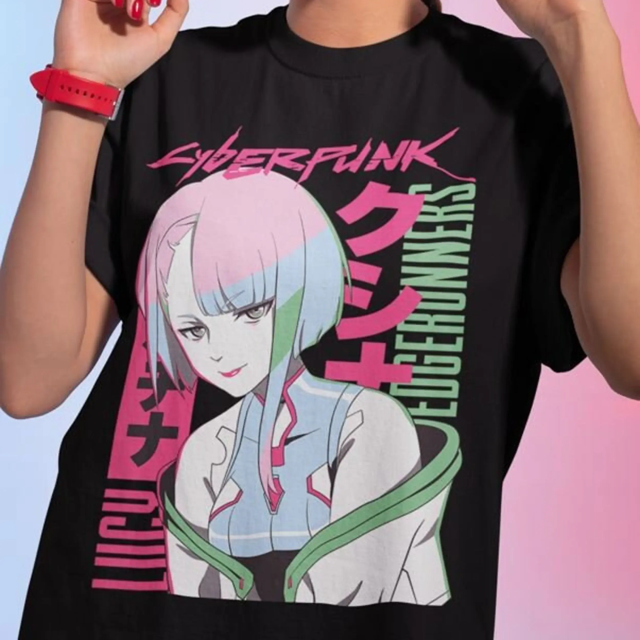 Lucyna Cyberpunk Anime Y2k Graphic Tee, Edgerunners Lucy Anime Youth Shirt, Lucy Anime T-Shirt for Men, Women and Kids