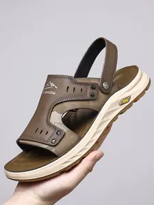 Men's Summer Leather Camouflage Adjustable Two-Wear Design, Comfortable Outdoor Water Shoes, Beach Vacation, Daily Commute, Street Style