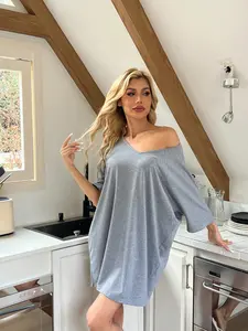 TFNOSIZE women’s summer casual loose V-neck nightdress T-shirt, sexy dress, maternity/nursing-friendly — combines sexiness and comfort, wearable sleepwear, one-piece home loungewear