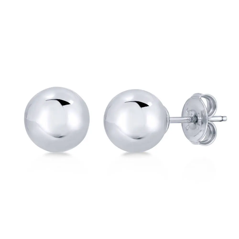 BERRICLE Sterling Silver Ball Bead Stud Earrings for Women Men Unisex