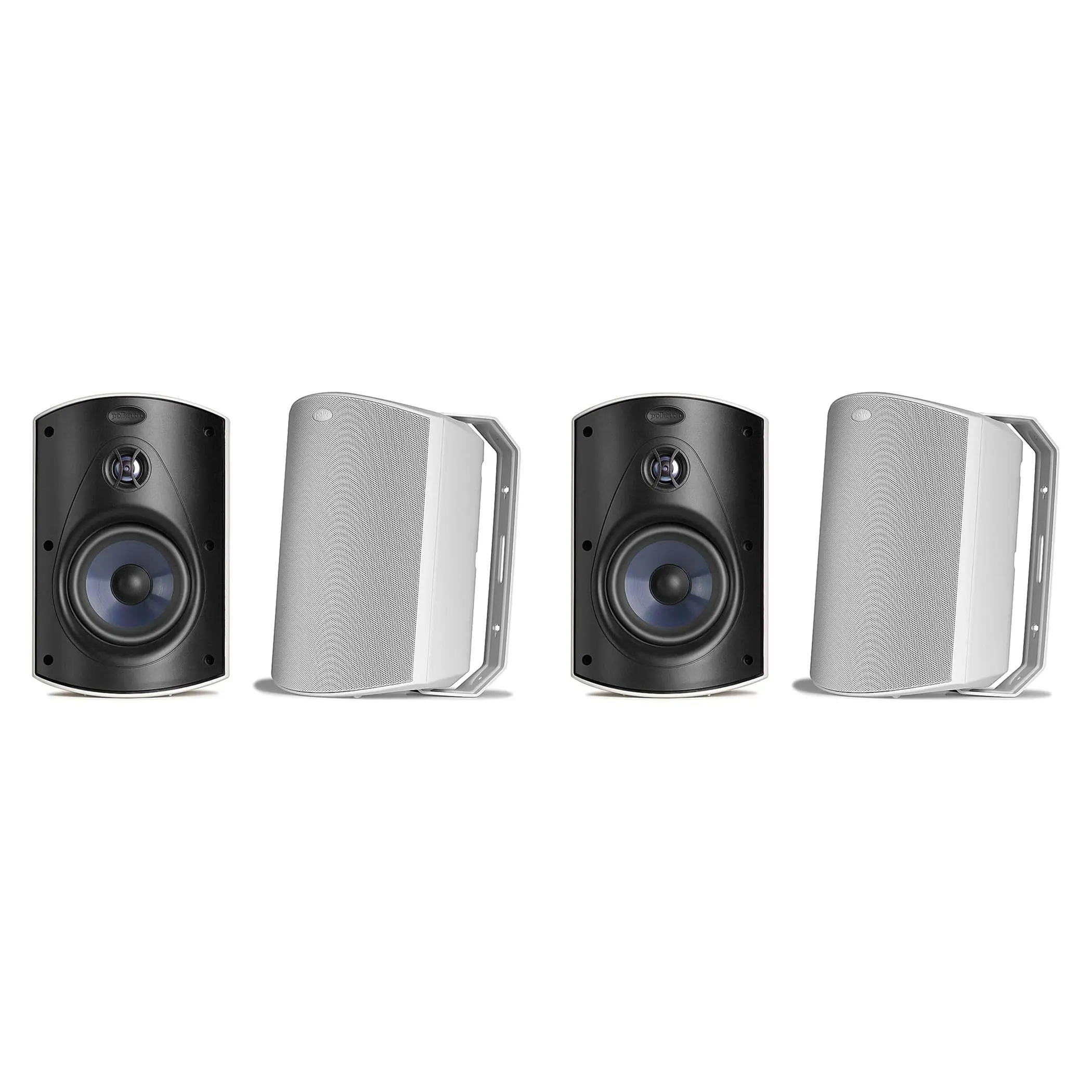 Polk Audio Atrium 6 Outdoor Stereo Bass Speakers Bundle - White Aluminium, 1-Inch Aluminum Dome Tweeter, 5.25-Inch Woofer, 8 Ohms, 90 dB Sensitivity for Home Cinema, Music Setup, Watch Party