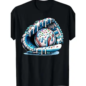 Baseball Drip Ice Cream Sprinkles Baseball Glove T-Shirt