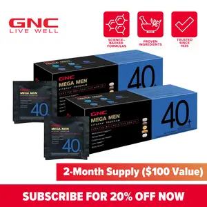 GNC 2-Pack Bundle: GNC Mega Men 40+ Vitapak Program (30 servings), Stress & Bone Support, 30 Count, Healthcare, Edible Dietary Supplement, Overall Wellness, Fitness, Spring Glow Up