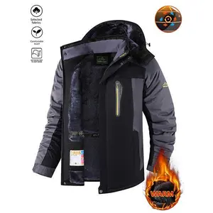 Men's Winter Snow Jacket with Warm Fleece Lining, Waterproof Windproof Hooded Thermal Outdoor Coat, Thick Sports Jacket for Hiking Running Camping Fishing Mountaineering Travel Skiing and Sledding collar coat