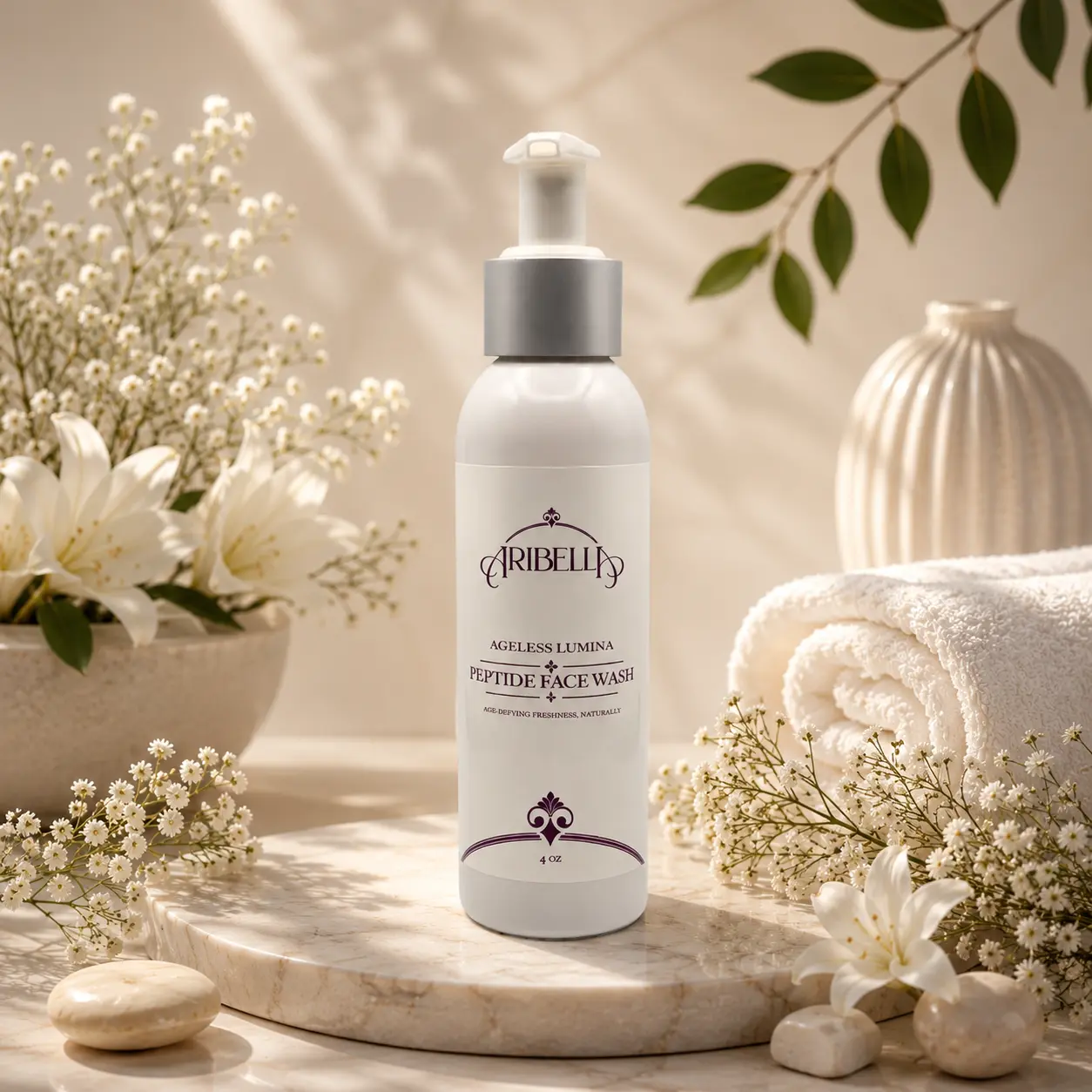 Ageless Lumina Peptide Facial Cleanser - 4oz Bottle, Soothing, Nourishing Facial Cleansing Product for Skin Repair, Radiant Skin, Liquid Formula Facial Cleansers
