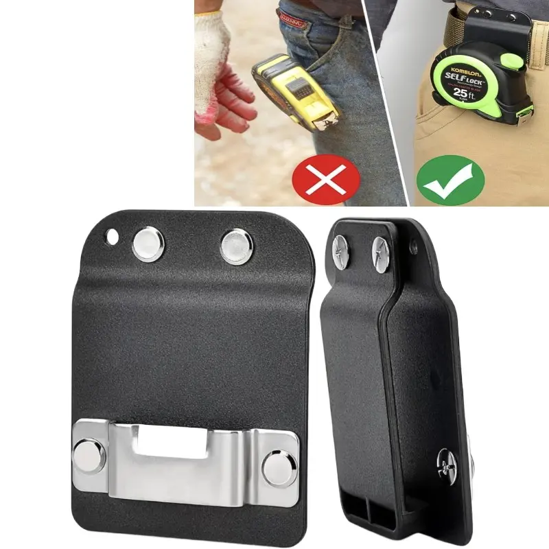 Tape Measure Holder Belt Clip, Tool Belt Hook Tape Bag, Fits 2-Inch Belt, Portable Storage Tool Organizer for Construction and Home Renovation, Tool Organizer Accessories