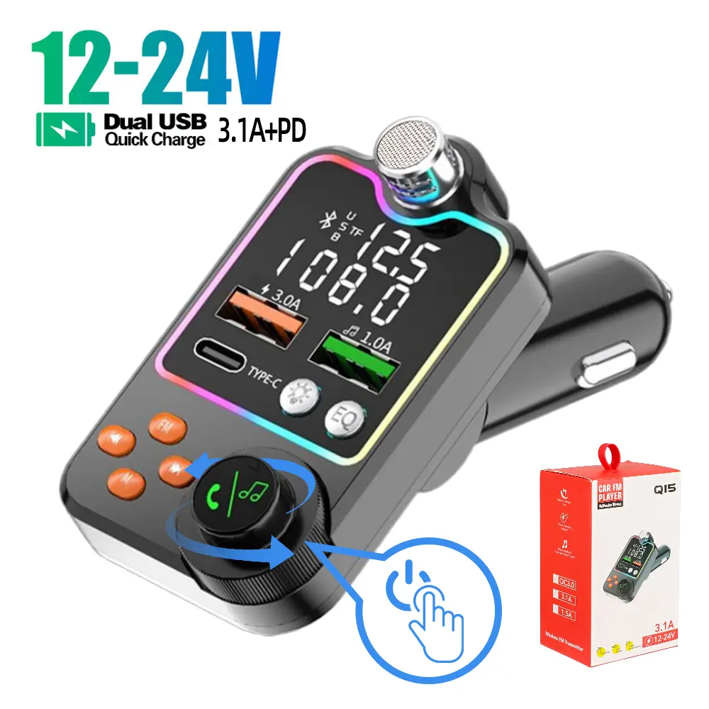 1 Bluetooth FM Transmitter - Bluetooth 5.0 Car Device with LCD Screen, Dual USB PD Type-C Fast Charger, Wireless Handsfree Call Stereo Audio Receiver & MP3 Player, Drop Shipping Compatible, Fm Transmitters