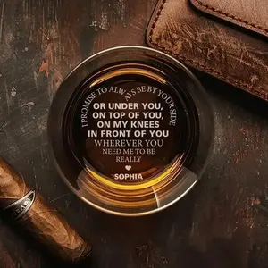 Heart Shape I Promise To Always Be By Your Side - High quality laser engraved whiskey glasses, Personalize your handwriting Gifts for couples, Home Decor & Gifts, Funny gift for men and women, Drinkware, Halloween