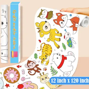 Children’s Drawing Roll, 120" x 12" Coloring Paper Rolls Graffiti Scroll DIY Filling Picture Desktop Painting Paper for Kids Gift