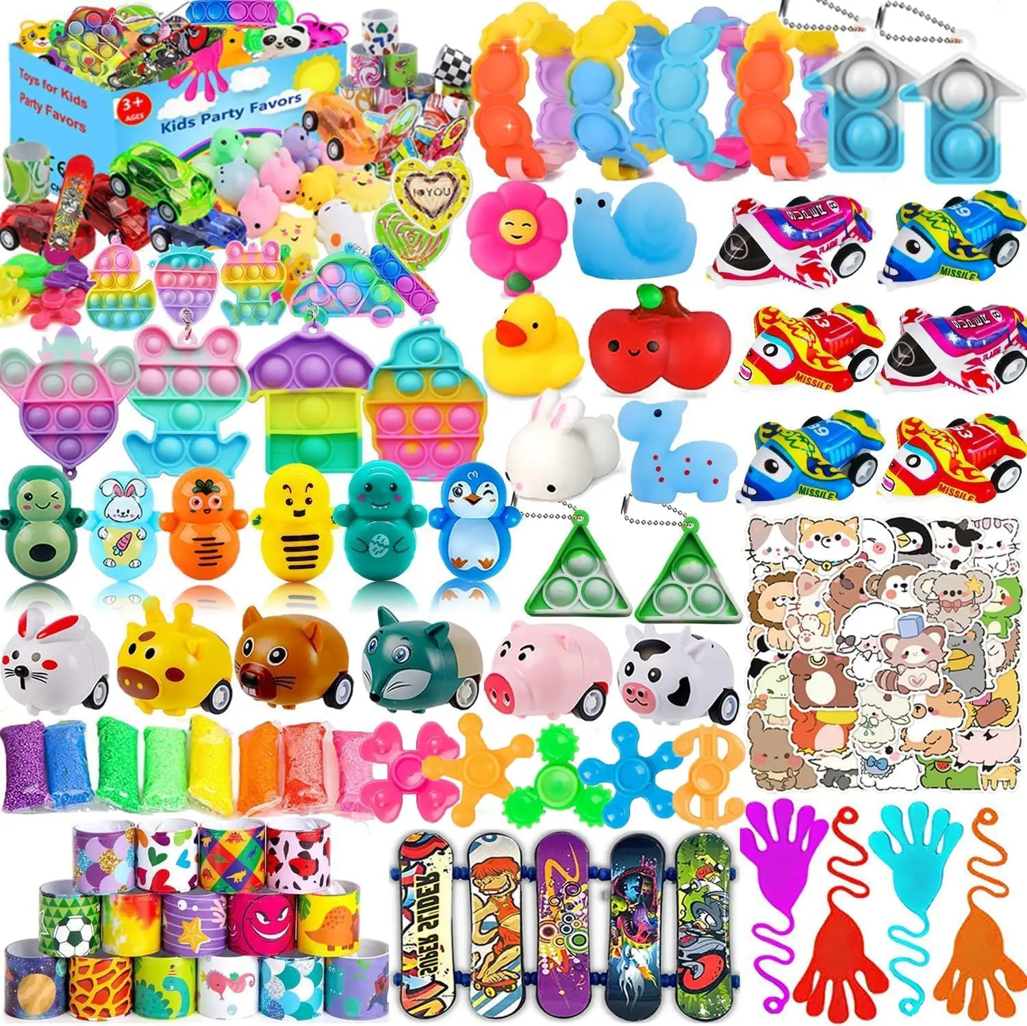 120 Pcs Party Favors for Kids 4-8-12, Pop Fidget Toys, Treasure Box Toys, Classroom Prizes, Pinata Filler Goodie Bag Stuffers, Treasure Chest, Carnival Prizes, Prize Box Toys for Boys Girls