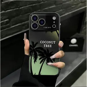 iPhone Case with Palm Tree Design-Features corner protection, a stylish large display window, and a liquid-effect coating-Electroplated finish, compatible with iPhone 17/16/15 Pro Max |   Premium Fashion Edition Case