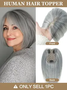 Real Human Hair Toppers for Women Daily 360° 3D Hair Pieces with Thinning Hair Upgrade Middle Part Clip in Bangs20, 25, 30, 35cm Middle Part Bangs Hair Extension, Increases Top Volume, Creates Atmosphere, Perfect for Daily Wear, High-Quality