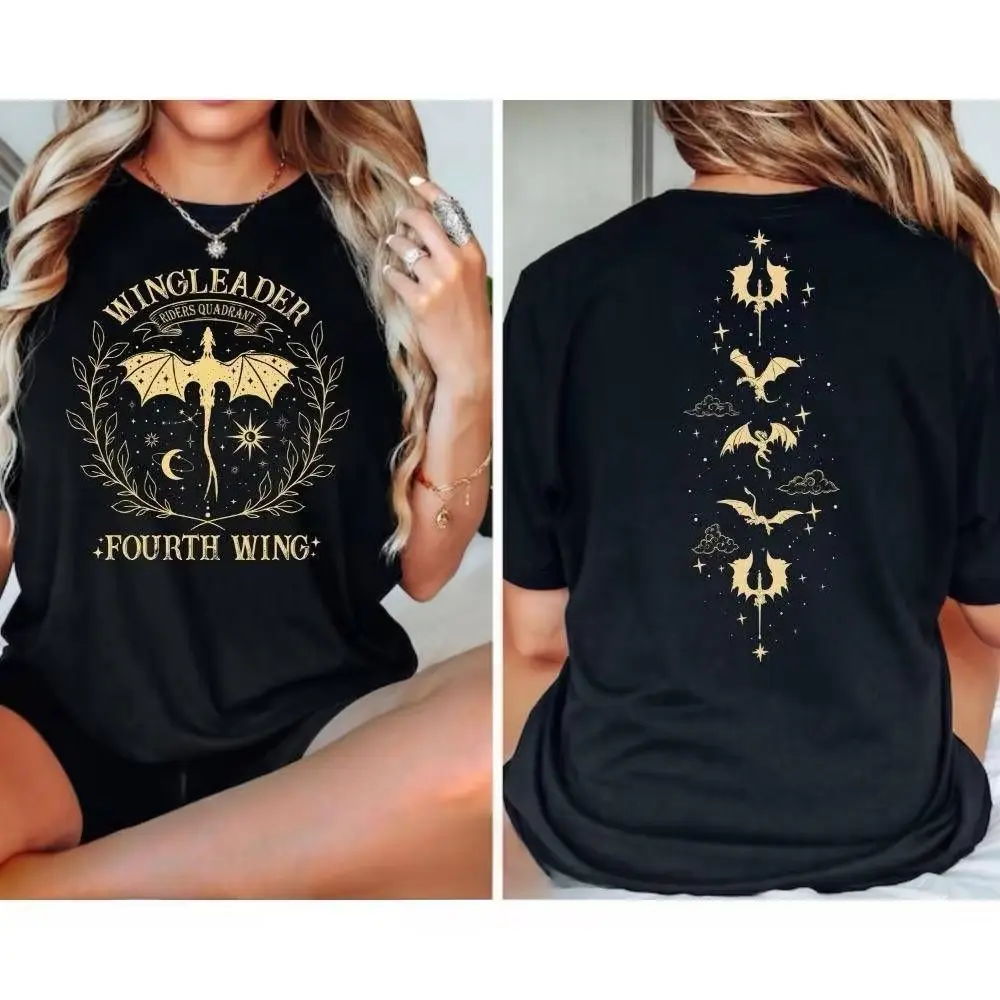 Wingleader Fourth Wing Shirt, Basgiath War College Book T-Shirt, Night Court Sarah J Maas Crewneck, Dragon Rider Shirt, Riders Quadrant Tee,Black-Hoodie Black-Sweatshirt