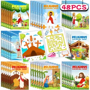 48 Pcs Bible Coloring Books for Kids Mini Religions Coloring Books Bulk Holiday Activity Books for Girls Boys Church Sunday School Classroom Party Supplies Birthday Gift Easter Basket Stuffers