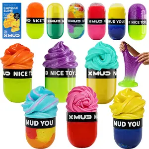 DIY Creative Slime with Multiple Play Styles, Unique Scented, Safe for Kids Ages 3+，XMUD Two-Tone Capsule Slime，Birthday Gifts for Kids,Party Favorsfor Girls and Boys,Non-Sticky,Super Soft Stress Relief Toy.