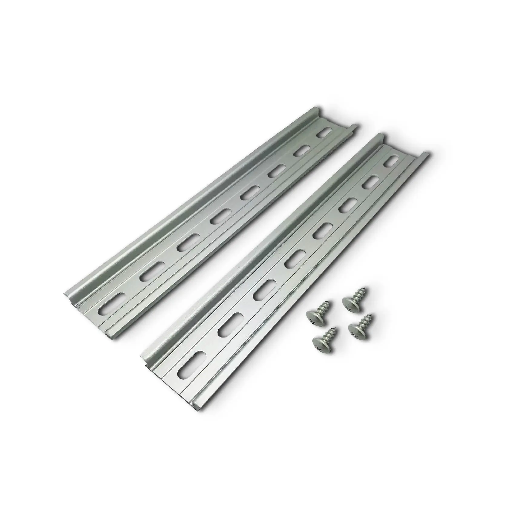 Electrodepot 2 Pieces Slotted Aluminum DIN Rail (35 mm x 8-in) with 4 #10 Stainless Steel Screws