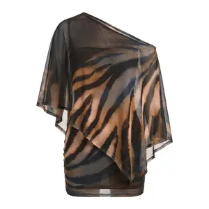 Women's Fashion Animal Print Shawl Top + Trendy Short Skirt Set, Spring & Fall Lightweight Comfortable Casual Wear, Perfect for Daily Home Outdoor