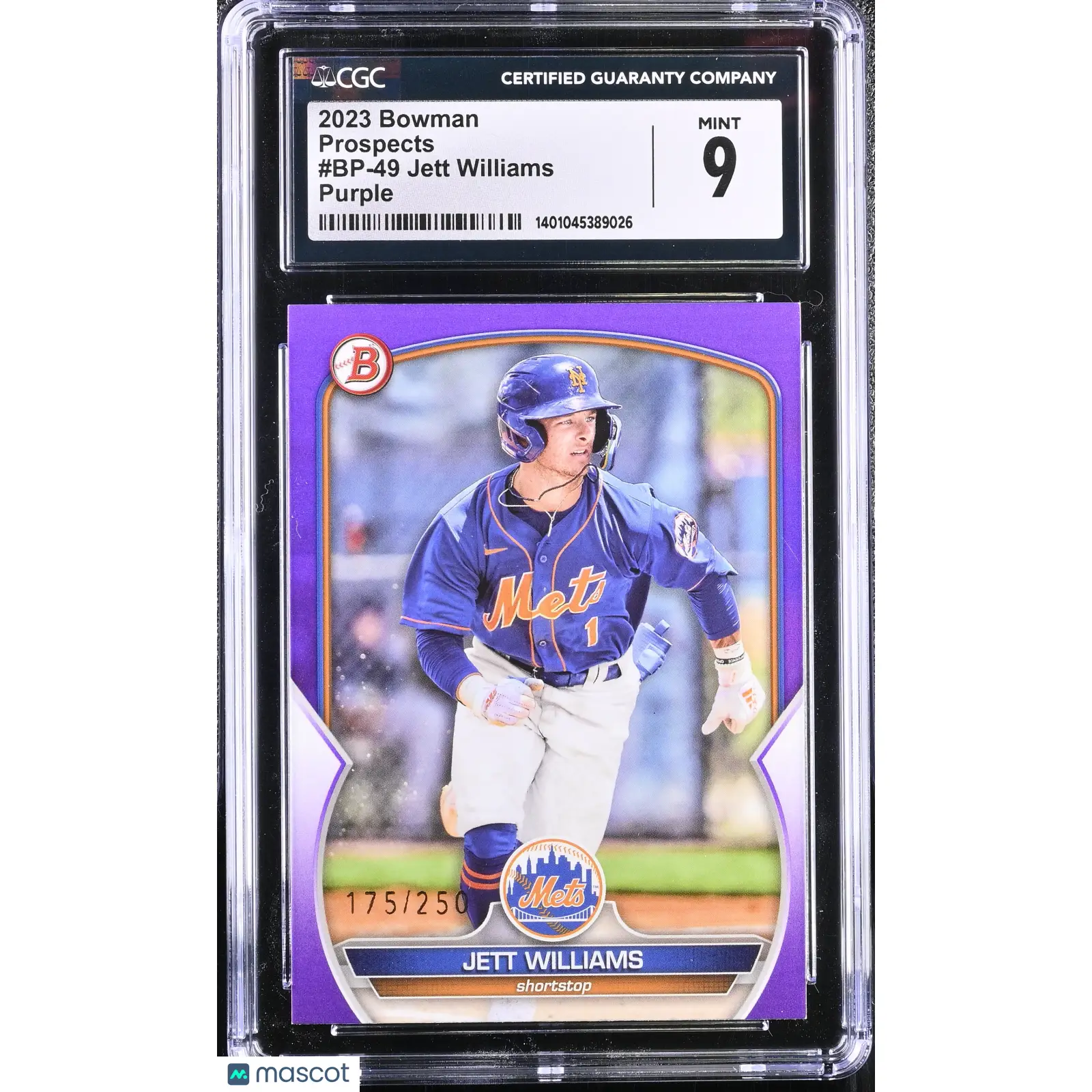 Jett Williams CGC 2023 Bowman #BP 49 Purple 175/250 Baseball 9