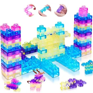 Transparent Color Stacking Water Crystal Jelly Block Toy Set, Stacking Building Blocks, Non-Toxic Sensory Touch Toy, Safe, Fun, Early Learning Gift for Kids, Building Block Sets