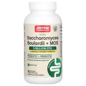 Jarrow Formulas Vegan Saccharomyces Boulardii + MOS, 5 Billion CFU, 90 Veggie Capsules