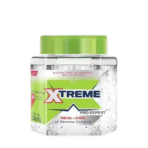 Xtreme Pro-Expert Clear Styling Hair Gel, 24-Hours Control, Alcohol-Free, Aloe Vera, Travel Size, 3.39 oz - Pack of 5 - Haircare Moisture
