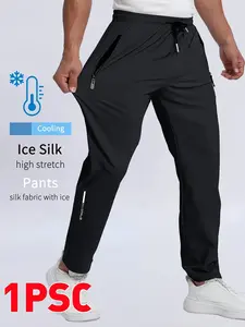 Men's Active Lifestyle Joggers - Lightweight Stretch Fabric, Adjustable Drawstring Waist + Secure Zipper Pockets Cropped Fit