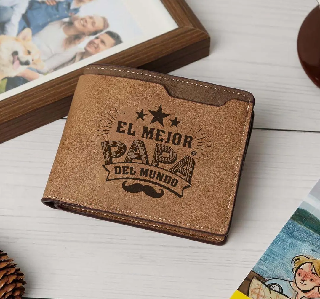 El Mejor Papá del Mundo” – Engraved Leather Wallet for Hispanic Craft leather wallet,Slim Wallet,Minimalist,Men’s Wallet,Card Holder,Trendy 2025,Luxury