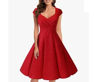 Women's A-Line Sweetheart, Cap Sleeves Swing Retro Vintage 1950's Cocktail Dress