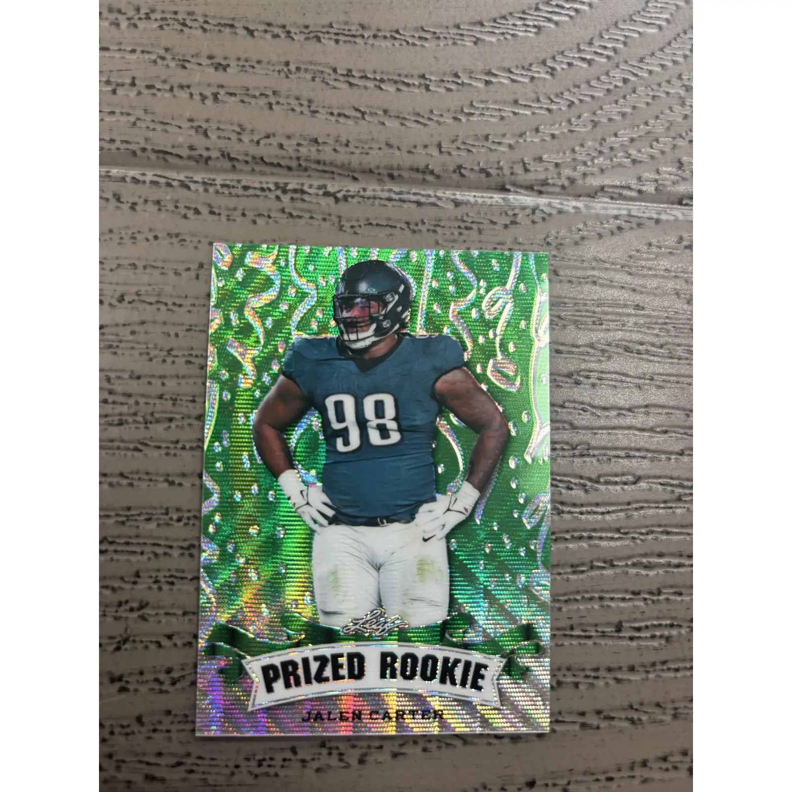 Jalen Carter 2023 Leaf Prized Metal Rookie Green /5 RC Eagles