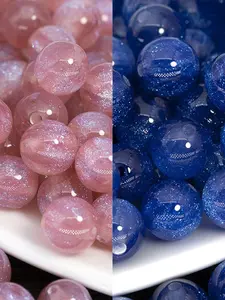 36Pcs 10mm Peach & Blue Resin Sparkle Round Beads, Bead Assortment | Straight Hole Loose Beads for DIY Bracelet & Necklace Making | Shiny Jewelry Craft Supplies, Ideal for Daily Wear & Holiday Gifts