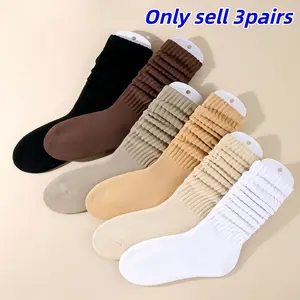 Women's Knitted Socks Set, Soft & Comfortable Fit Long Tube Stockings, Perfect for Spring Fall Travel Shopping Sports Outdoor Activities