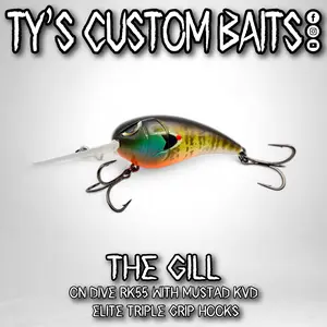 TY's Custom Baits The Gill On Dive RK55 with Mustad KVD Elite Triple Grip Hooks