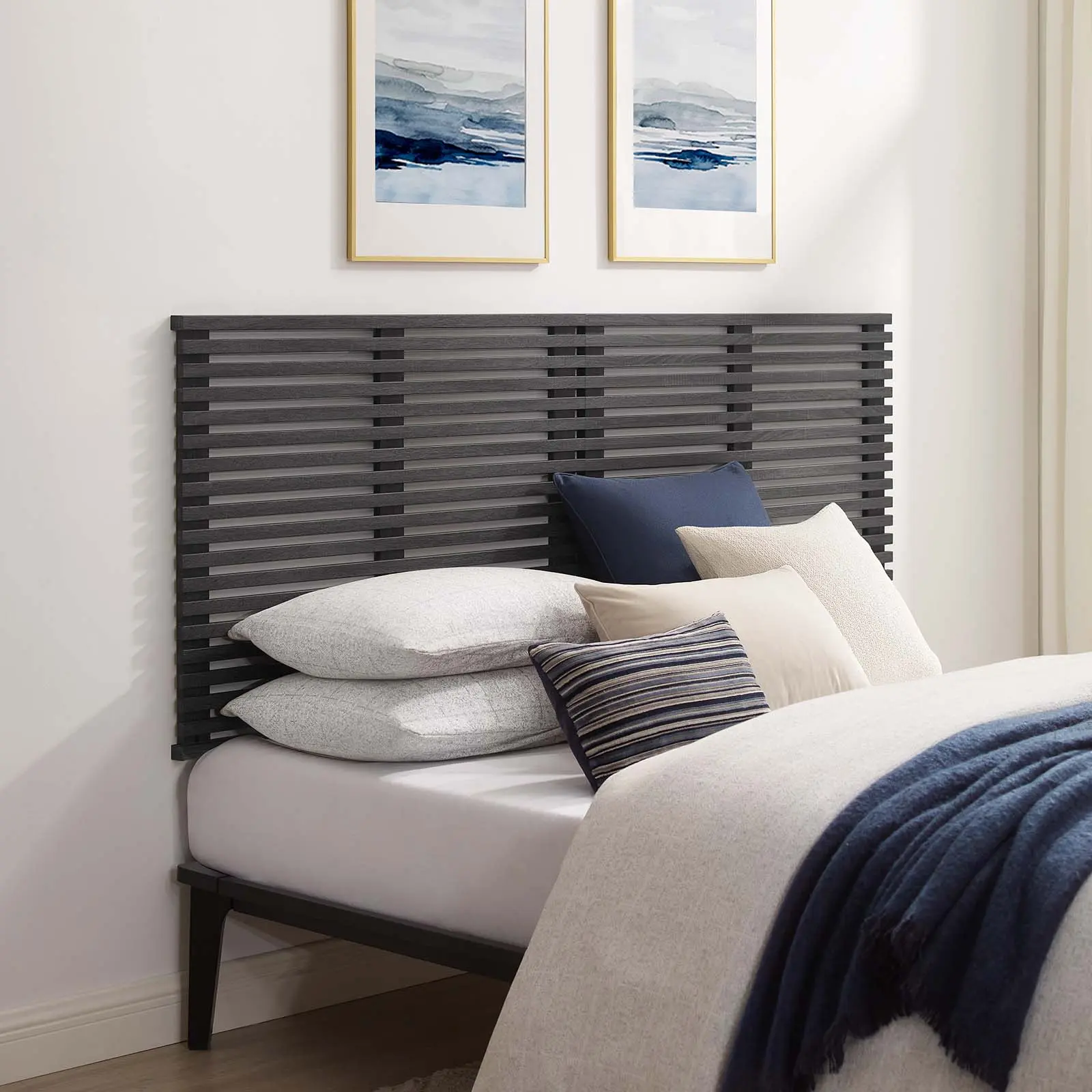 Modway Render Wall Mount King Headboard in Charcoal, Wall Mounted Headboard, Durable Headboards