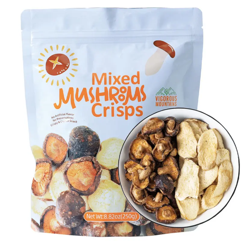Crunchy Healthy Mushroom Chips | Shiitake & King Oyster | Low-Fat High-Fiber Veggie Snacks | 8.82oz