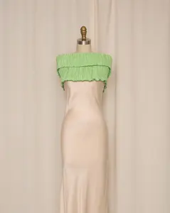 Pleated Silk Green Infinity Scarf