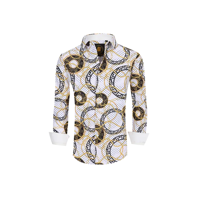Mens Luxury Brand Printed Silk Like Shirts-HLS2002L-513