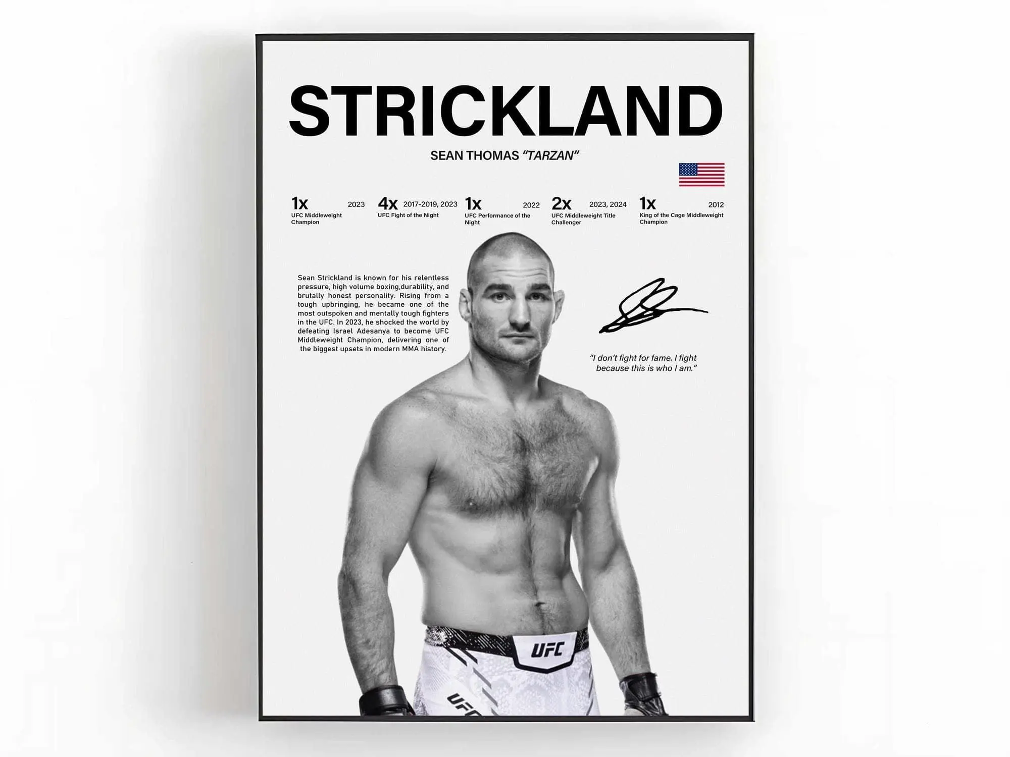 Sean Strickland Poster UFC Wall Art MMA Print Sports Room Decor Fight Fan Gift( Unframed - Print Only )