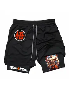 Men's Athletic Compression Shorts, Quick-Dry Stretch Workout Gear, Fitness & Running Sportswear, Anime Bleach-Inspired Design, 2-In-1 Gym Performance Short, Athleisure Casual Shorts