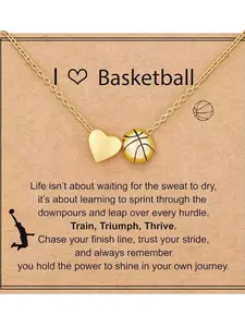 Baseball/football/rugby/basketball Necklace, Heart Design Necklace, Meaningful Memorial Jewelry, Essential Fashion Sport Accessory for Girls